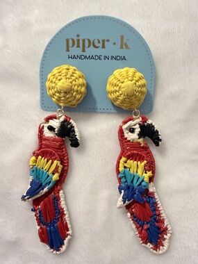 Piper K Parrot Raffia Statement Earrings